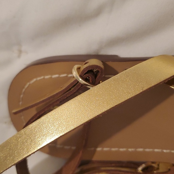 Zara Gold and Tan Sandals with Metallic Straps (33) - Picture 4 of 5